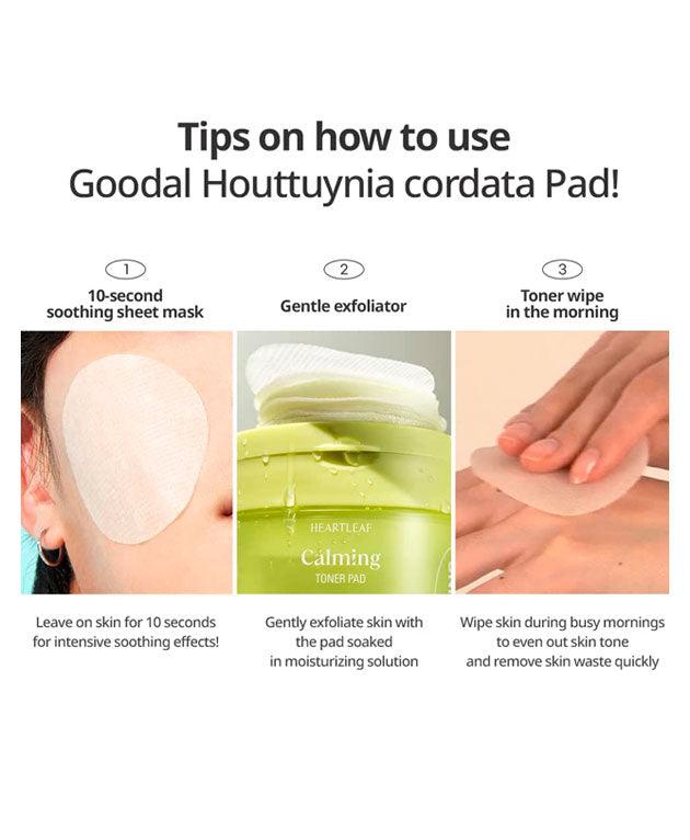 Heartleaf Houttuynia Calming Toner Pad [GOODAL] Korean Beauty - K Beauty 4 Biz