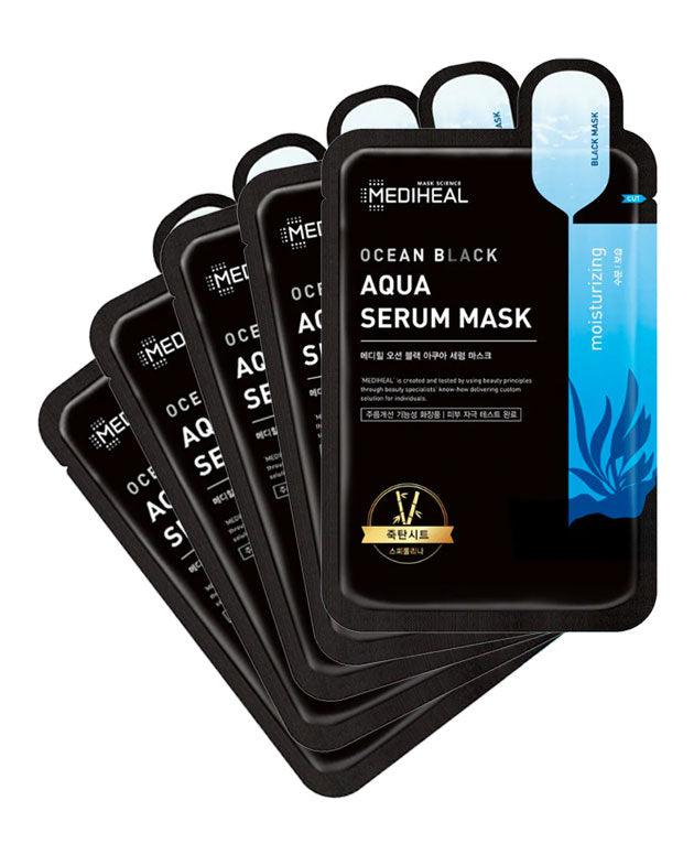 Ocean Black Aqua Serum Mask, 5 PACK [MEDIHEAL] Korean Beauty - K Beauty 4 Biz